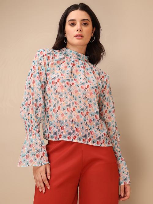 women printed high neck regular top - 22549075 - Very Small Image - 1