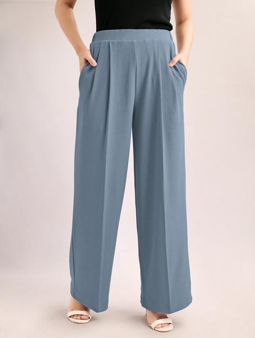 women solid high rise wide leg trouser - 22549092 - Very Small Image - 1