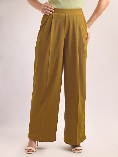women solid high rise wide leg trouser - 22549093 - Very Small Image - 1
