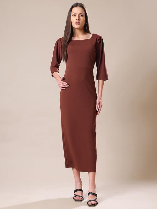 women solid square neck sheath dress - 22549165 - Very Small Image - 1