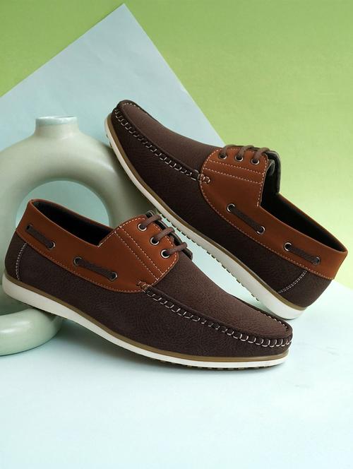 men solid lace up boat shoes - 22549882 - Very Small Image - 1