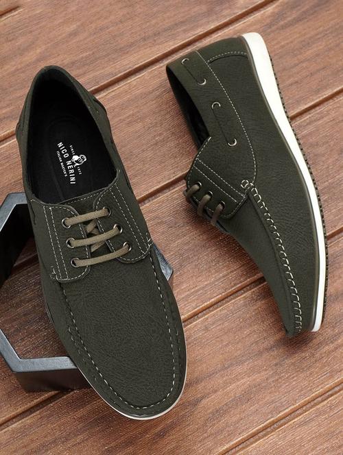 men solid lace up boat shoes - 22549884 - Very Small Image - 1