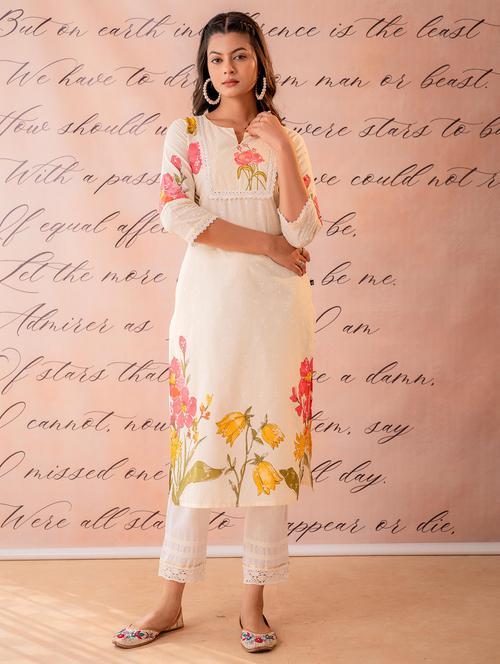 women printed three quarter sleeves straight kurta - 22550271 - Very Small Image - 1