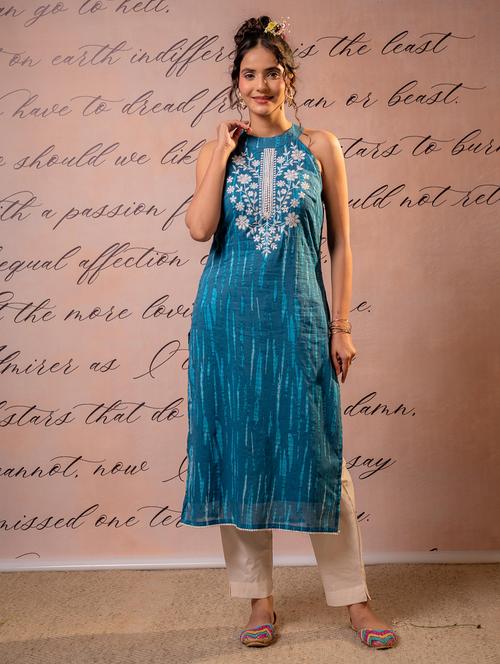 women printed sleeveless straight kurta - 22550274 - Very Small Image - 1