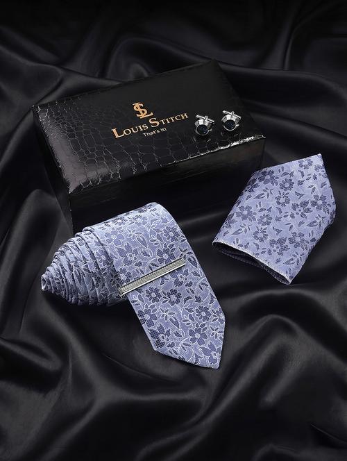 louis stitch blue floral tie pocket square and cufflink set - 22550364 - Very Small Image - 1