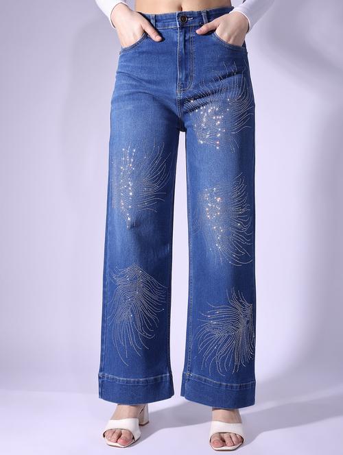 women embellished high rise straight fit jeans - 22553061 - Very Small Image - 1