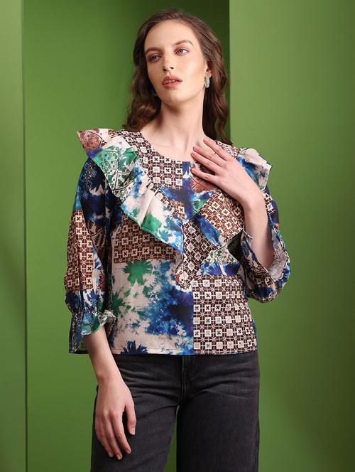blue cotton blend regular top - 22553604 - Very Small Image - 1