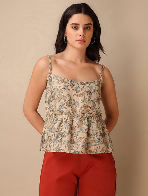 olive cotton blend tiered top - 22553630 - Very Small Image - 1