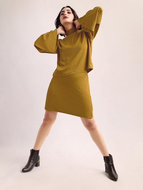women solid long sleeves top and skirt set - 22553735 - Very Small Image - 1