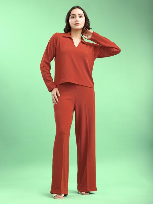 women solid long sleeves t-shirt and trouser set - 22553739 - Very Small Image - 1