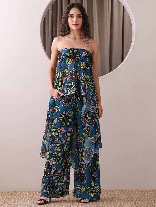 women printed sleeveless top and palazzo co-ord set - 22553747 - Very Small Image - 1