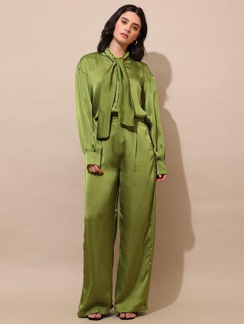 women solid long sleeves top and trouser co-ord set - 22554104 - Very Small Image - 1