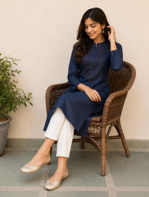 women embroidered three quarter sleeve straight kurta - 22554864 - Very Small Image - 1