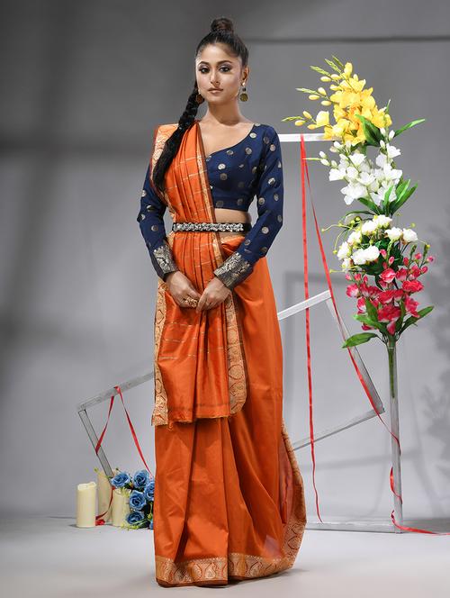 women solid with bordered saree - 22555015 - Very Small Image - 1