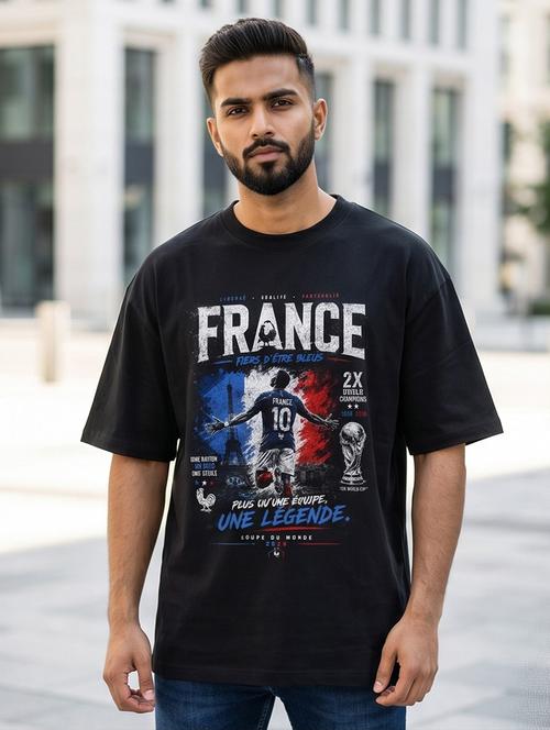 black cotton front print tshirt - 22555122 - Very Small Image - 1
