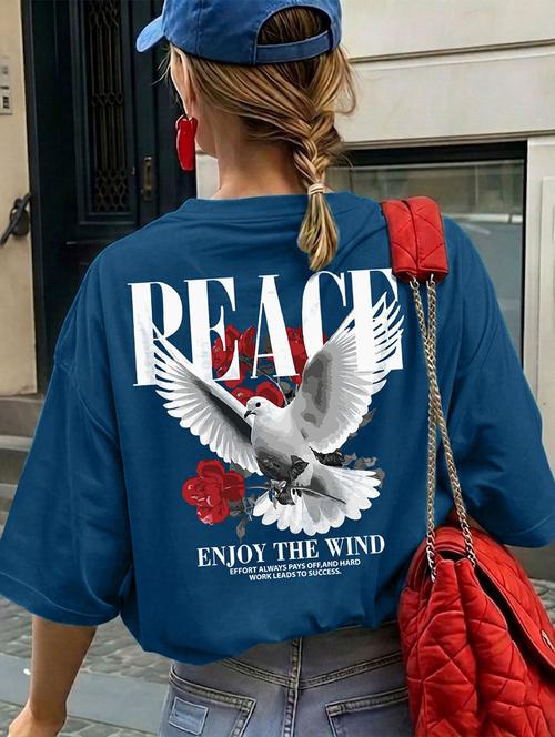 Women Printed Short Sleeves Oversized T-shirt - 22556405 - Very Small Image - 1