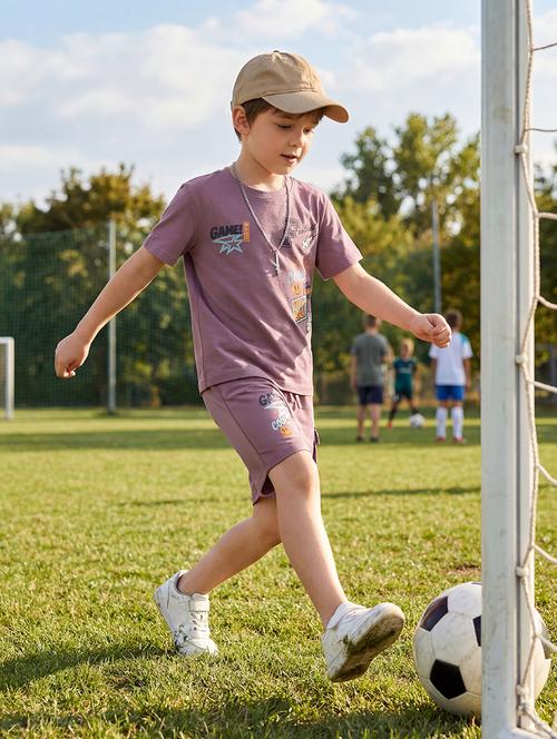 boys printed round neck t-shirt and shorts set - 22557052 - Very Small Image - 1