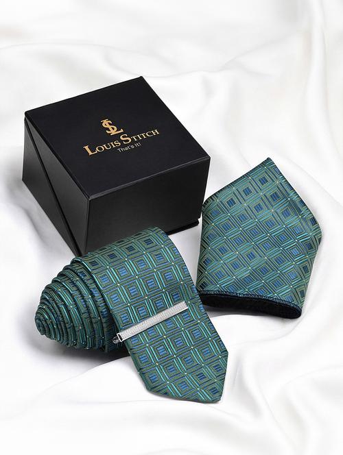 Men Necktie And Pocket Square Gift Box Set - 22558734 - Very Small Image - 1