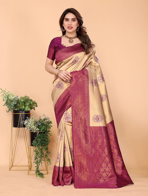 women self design banarasi saree with blouse - 22562847 - Very Small Image - 1