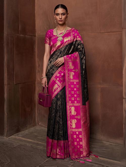 women self design kanjivaram saree with blouse - 22565005 - Very Small Image - 1