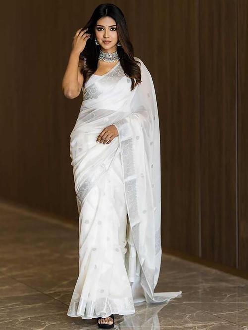 Women Self Design Bordered Saree With Blouse - 22565784 - Very Small Image - 1