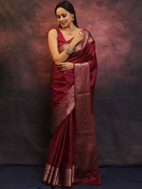 Women Solid With Bordered Saree With Blouse - 22565897 - Very Small Image - 1