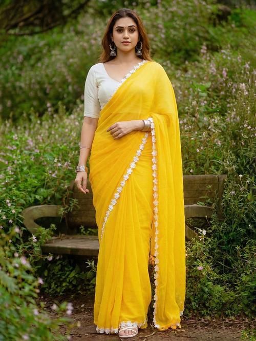 Women Solid Plain Saree With Blouse - 22566308 - Very Small Image - 1