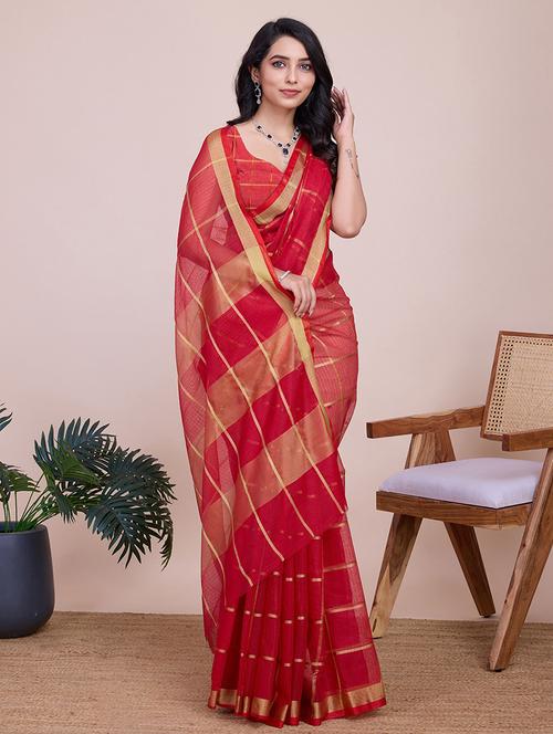women checkered bordered saree - 22566347 - Very Small Image - 1