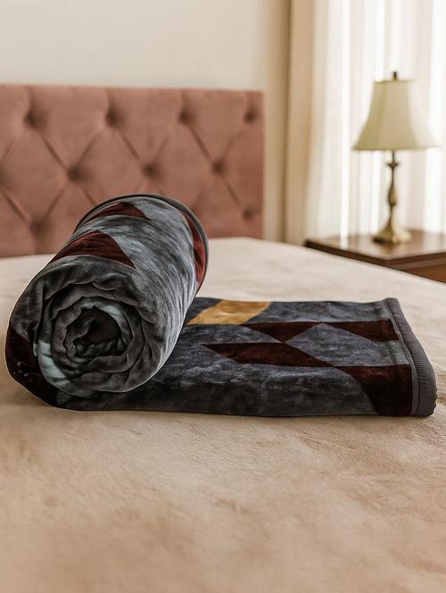 Grey Printed Polyester Winter Blanket - 22568017 - Very Small Image - 1