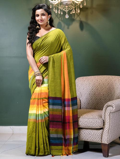 women striped handloom saree with blouse - 22569333 - Very Small Image - 1