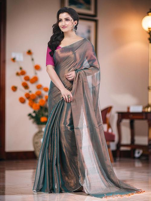 Women Solid Handloom Saree With Blouse - 22569701 - Very Small Image - 1