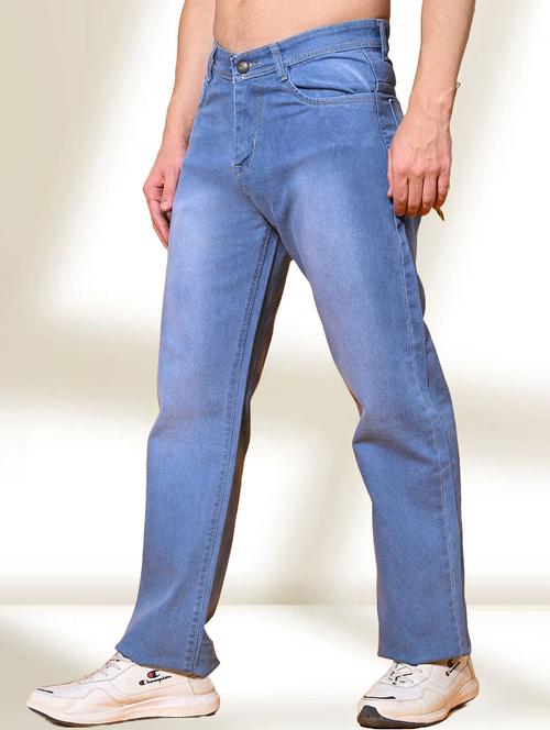 men washed mid rise straight jeans - 22573180 - Very Small Image - 1