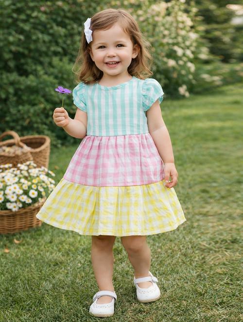 girls printed round neck tiered frock - 22576819 - Very Small Image - 1