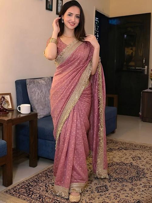 women self design bordered saree with blouse - 22576833 - Very Small Image - 1