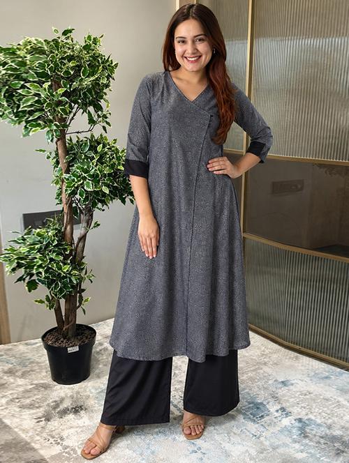 Women Printed Three Quarter Sleeves Kurta Palazzo Set - 22579010 - Very Small Image - 1