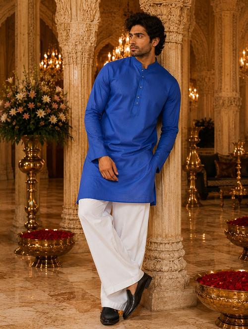 men solid mandarin neck kurta pyjama set - 22580296 - Very Small Image - 1