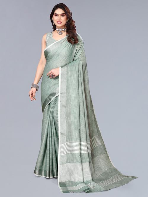 women solid with bordered saree with blouse - 22592751 - Very Small Image - 1