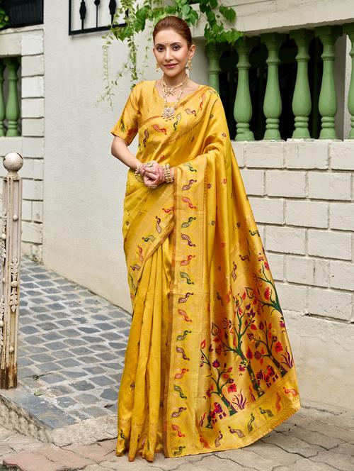Women Self Design Paithani Saree With Blouse - 22593083 - Very Small Image - 1