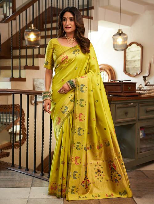 Women Self Design Paithani Saree With Blouse - 22593096 - Very Small Image - 1