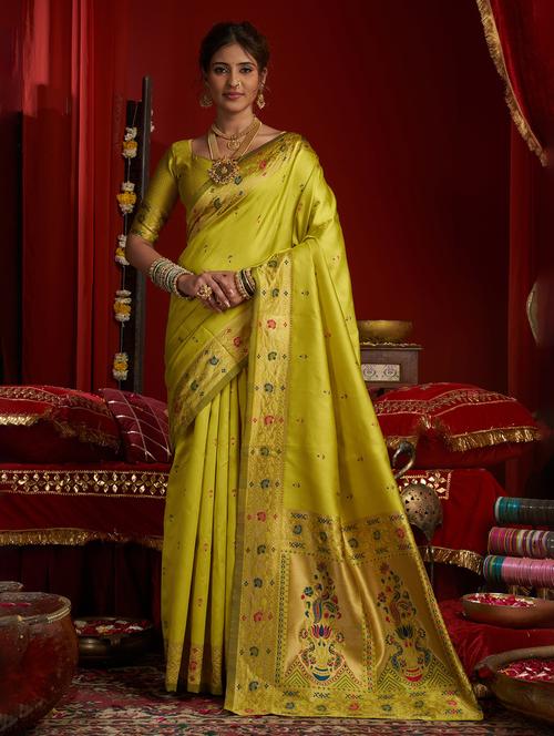Women Self Design Paithani Saree With Blouse - 22593103 - Very Small Image - 1