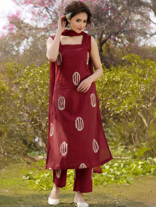 women printed sleeveless kurta pant set with dupatta - 22595914 - Very Small Image - 1
