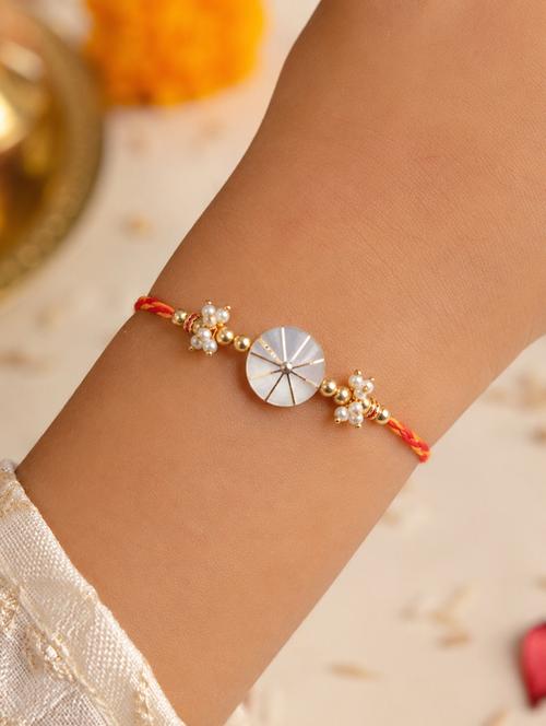 the magic wand trendy beaded ivory stone rakhi - 22598318 - Very Small Image - 1