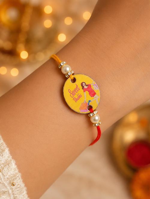 The Magic Wand Trendy Stylish Sweet Bhabhi Wooden Rakhi - 22598319 - Very Small Image - 1