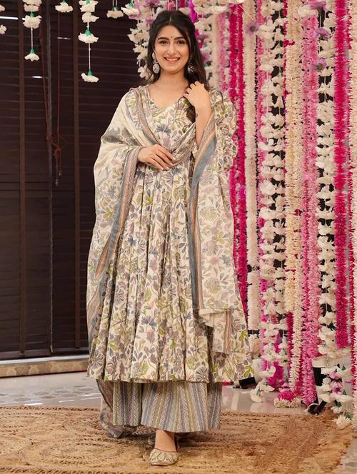 Women Printed Long Sleeves Kurta Palazzo With Dupatta Set - 22598545 - Very Small Image - 1