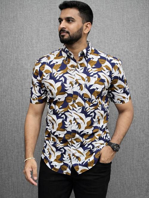 Men Printed Short Sleeve Regular Fit Casual Shirt - 22602439 - Very Small Image - 1