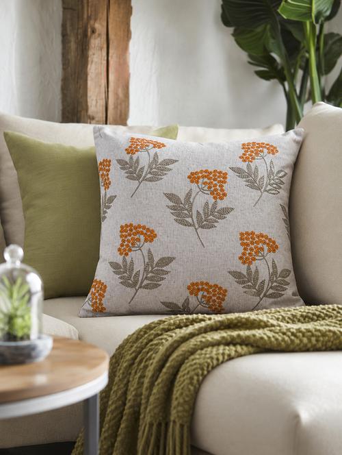 floral embroidered cotton cushion cover with zip closure - 22604097 - Very Small Image - 1