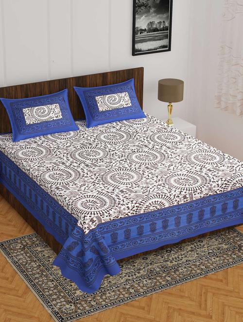cotton printed double bedsheet set with 2 pillow covers - 22610834 - Very Small Image - 1