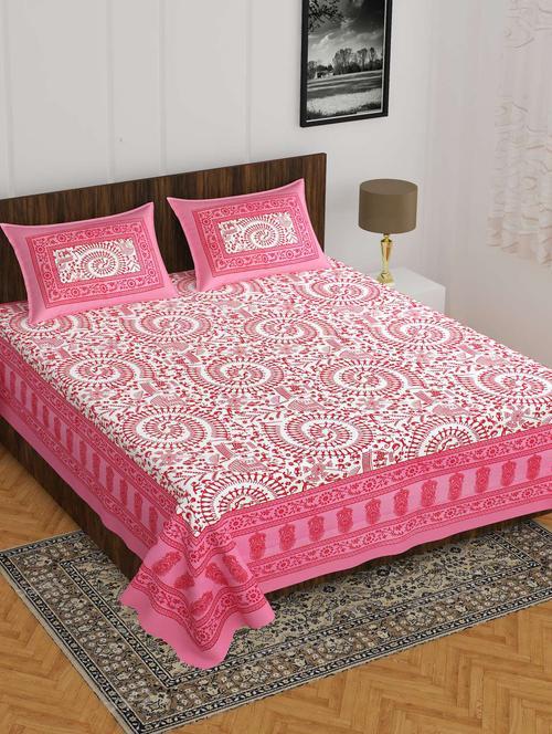 cotton printed double bedsheet set with 2 pillow covers - 22610837 - Very Small Image - 1