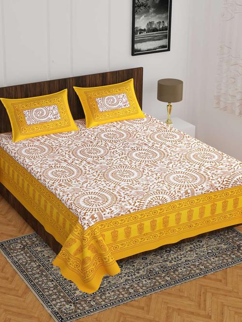 cotton printed double bedsheet set with 2 pillow covers - 22610838 - Very Small Image - 1