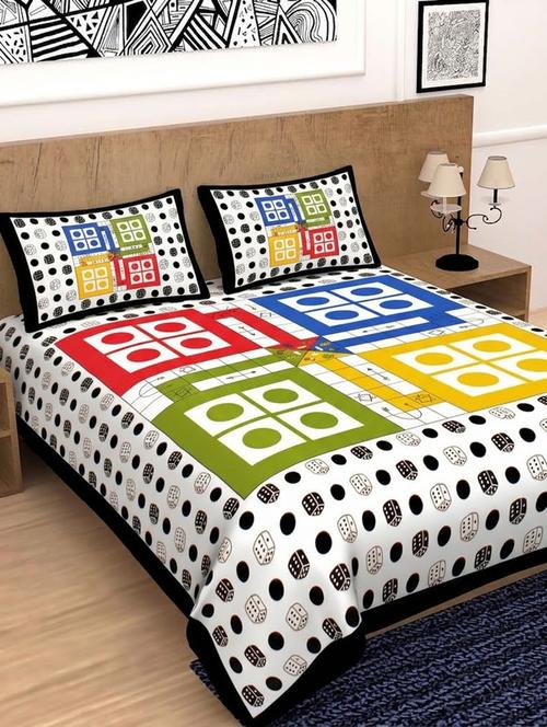 cotton printed double bedsheet set with 2 pillow covers - 22610840 - Very Small Image - 1